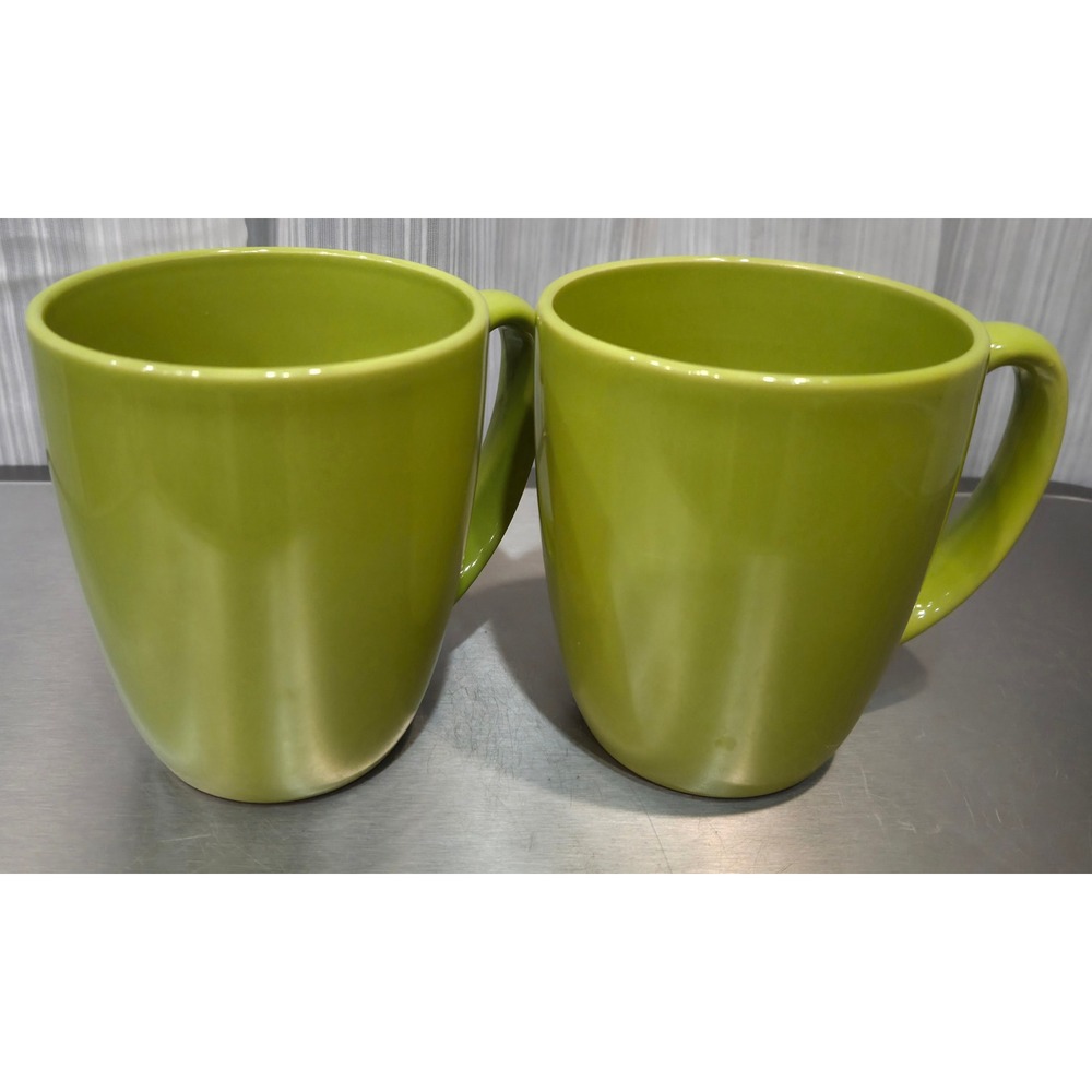 Corelle Coordinates Lime Green Stoneware Coffee Mugs Set of 2 Ceramic Cups